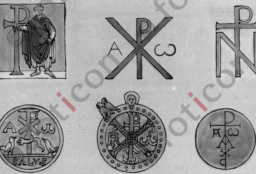 Christusmonogramm | Christmonogram - Foto simon-107-053-sw.jpg | foticon.de - Bilddatenbank für Motive aus Geschichte und Kultur
